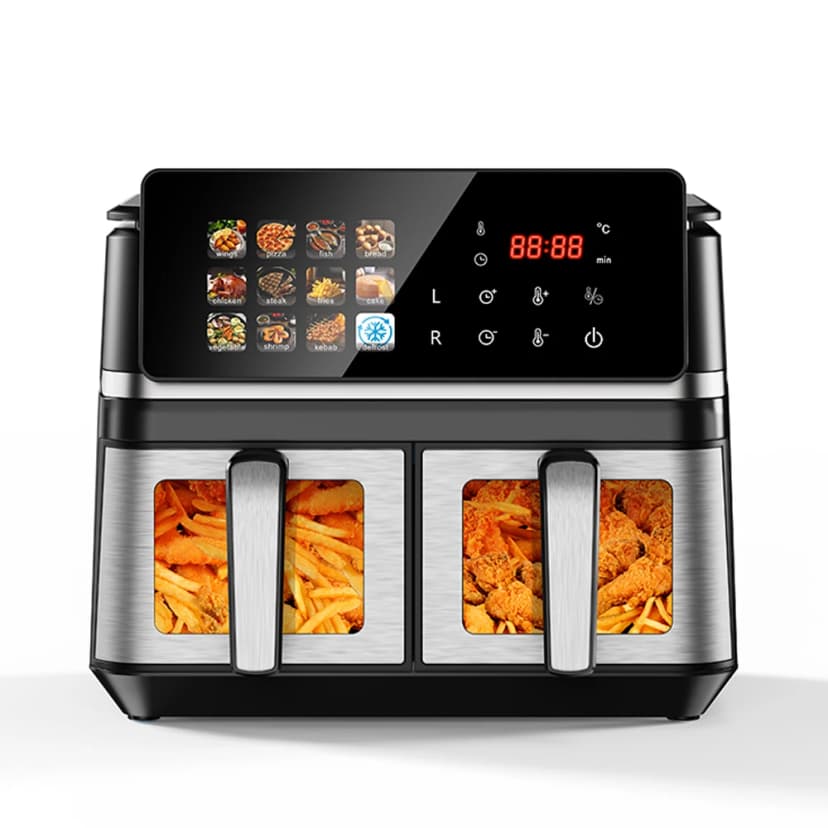 SPRX 2000W Dual Basket Air Fryer - 15L Capacity, Touch Control, Stainless Steel