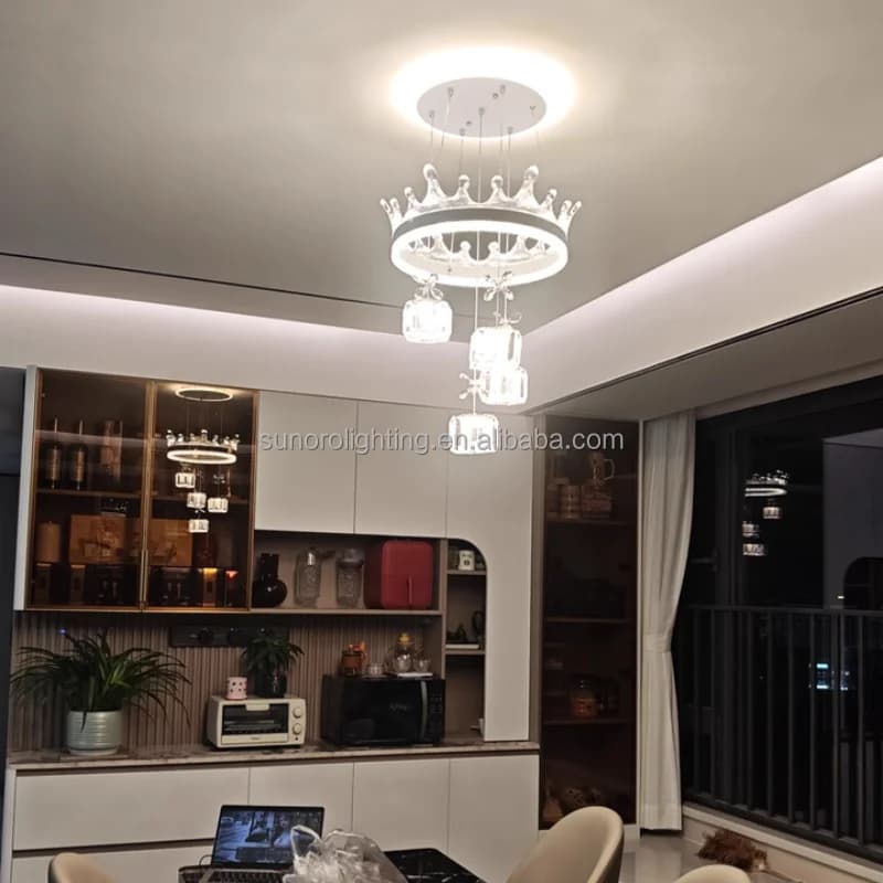 Luxury Crown Chandelier - 150W Adjustable Pendant Light